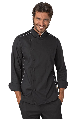 GIACCA CUOCO ALEX SIGGI: giacca da cuoco bianca o nera con profili in contrasto...